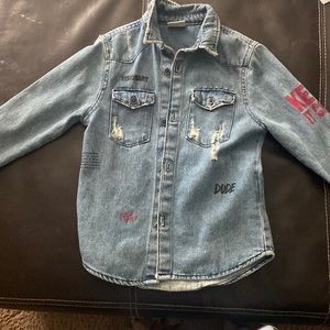 Zara Denim Shirt with Slogans